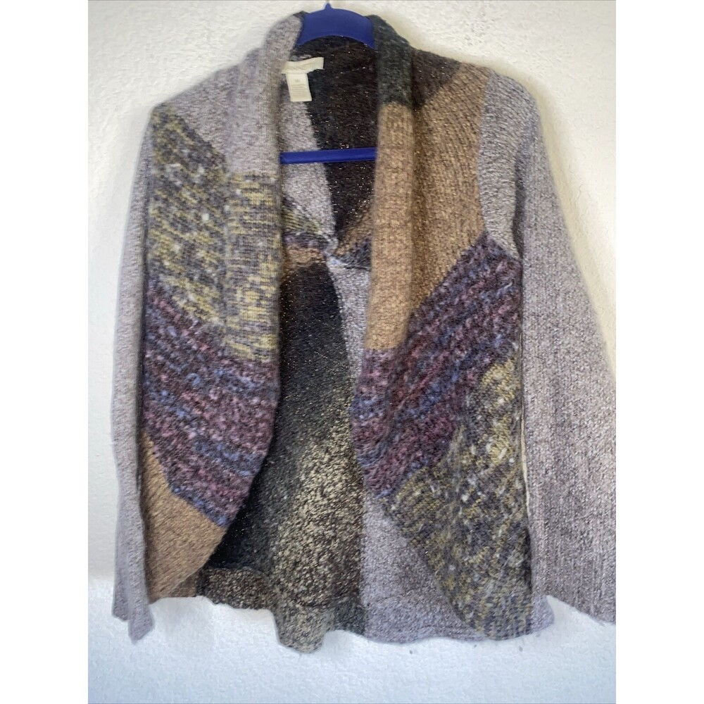 GIANNETTI Wool Alpaca cardigan sweater Circle Colorblock Metallic Women vintage